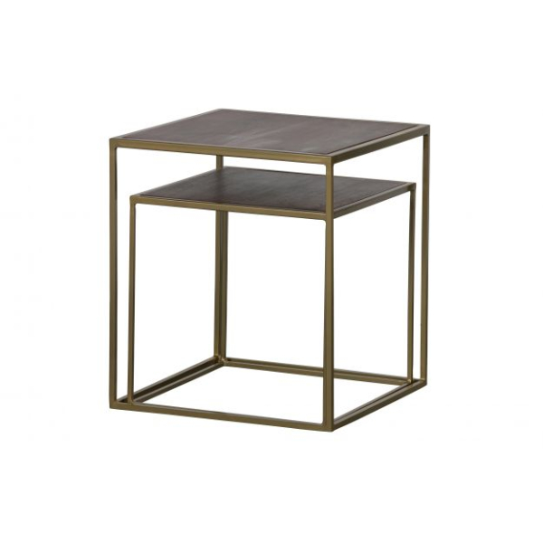 Set a 2 bijzettafels Nest hout/metaal